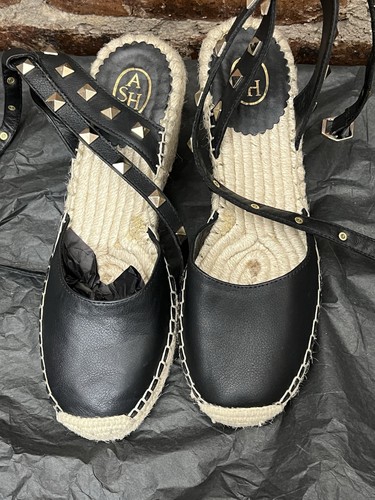 Ash black leather - ash, leather/studded
