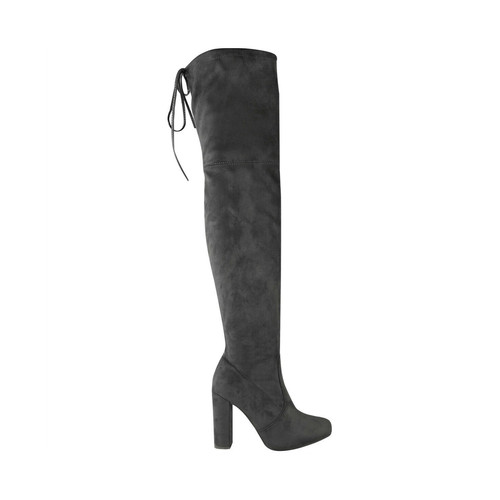 Grey suede thigh high over - suede,