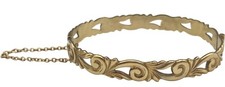 Vintage 9ct Yellow Rolled Gold 50 Microns Hinged Bangle Ornate Bracelet 12.67g