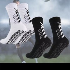 1/2Pair Football Grip Socks Anti Slip Sock Sports Non Slip Socks Mid Calf Crew