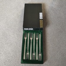 6 Viners STUDIO Bark dessert / salad forks 19.5cm Sheffield stainless boxed