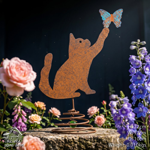 Rusty sculpture cat wobbly - rusty,