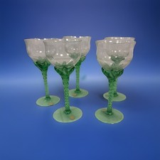 Barley Twist Green Stem White Wine Glasses Set Pretty Petal Stem
