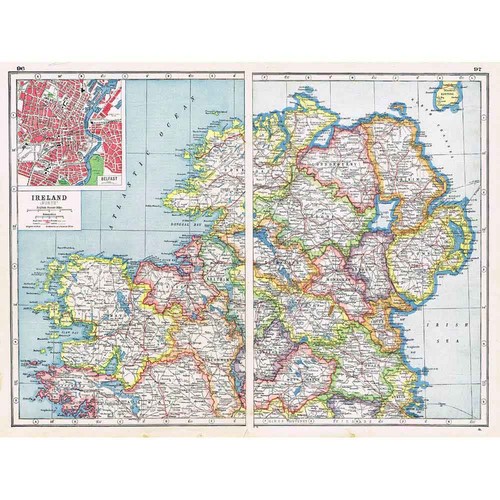 Antique map 1920 ireland - antique,