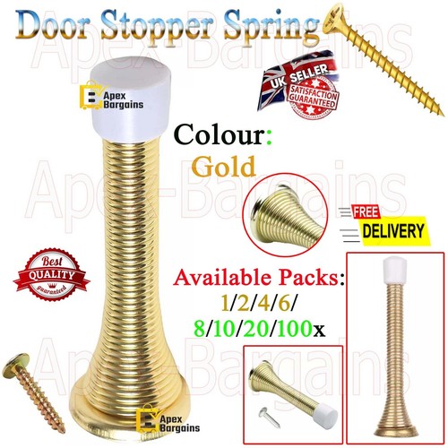 Chrome brass door stop - door, spring