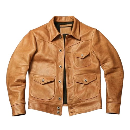 Men leather jacket tan - jacket,