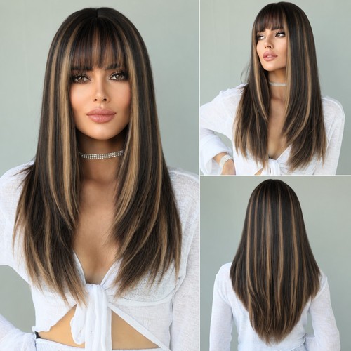 Long straight brown blonde low - long,