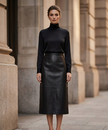 High waisted black leather - high,
