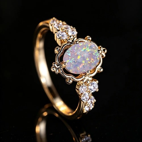 Vintage white fire opal - fire,