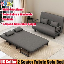 Upholstered 2 Seater Fabric Sofa Bed Sleeper Couch Sofabed Settee Recliner Beds