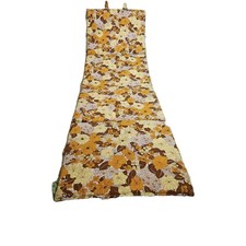 Vintage Orange Flower Power Folding Sun Lounger Pad Cushion Retro 70s Festival