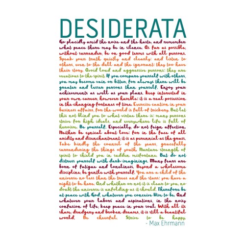 Desiderata rainbow words - desiderata,