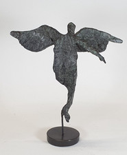 Robert Crutchley Accusing Angel Maquette abstract solid bronze sculpture. 