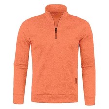 Mens Blouse Winter Warm Pullover Long Sleeve Sweater High Neck Jumper Half Zip