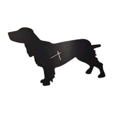 Spaniel Dog Wall Clock In Black Acrylic - With wagging tail