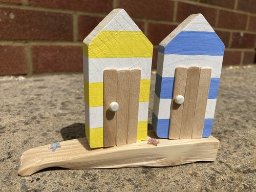 Pair cute wooden beach - of,