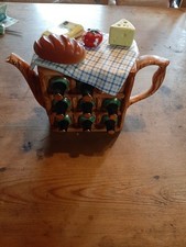 Vintage Teapottery French Picnic /Wine Cellar TEAPOT 1996 Swineside England