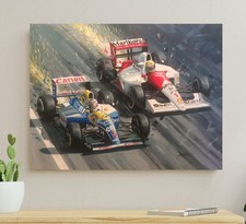 Ayrton Senna  Nigel Mansell 24x18 inch stretched canvas print by Greg Formula 1