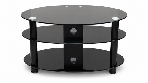 Black glass stand shelf - glass, 3-shelf