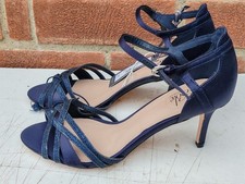 Debenhams Ladies Gatsby Glitter  Dance Sandals, Navy, Strappy UK7 EU40 US9, New