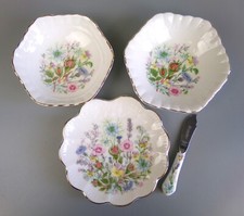 Aynsley Butter Pat & Jam Dishes / Plates. WILD TUDOR Floral Bone China. Vintage