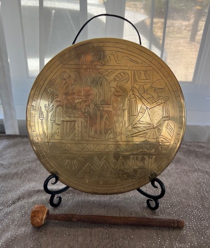 Vintage etched brass egyptian - vintage,