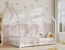 White Wooden House Bed Frame |