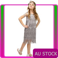 20s Girls Gatsby Costume 1920s Child Kids Grey Flapper Charleston Fancy Dress