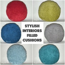 Handmade Round Elite Chenille Cushion Circle Bed Sofa Pillow With Pad Insert