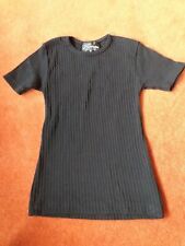 7-8year Medium Black Ribbed Short Sleeve Tshirt, Slim Fit.95% Cotton 5% Lycra