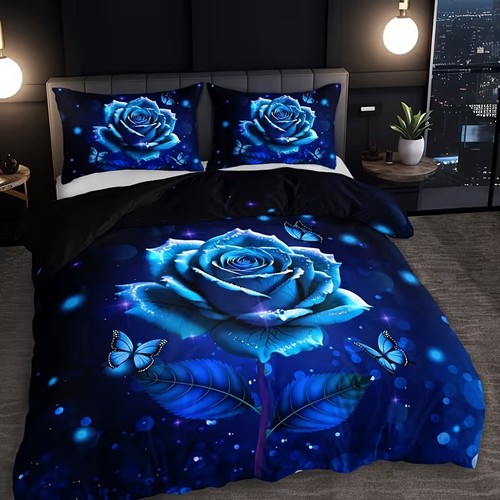 Blue rose butterfly - love, duvet