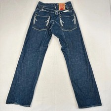 Jjin Jeans Cinch Back Indigo Raw Vintage Y2K Embroidered W29 L34