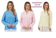 LADIES WAFFLE ZIP THROUGH BED JACKET S TO L BLUE OR PINK LEMON MA44307