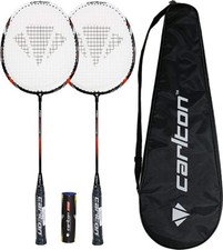 2 x Carlton Pro Force Badminton Rackets + Covers and 6 Shuttles