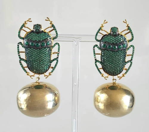Oversized beetle earrings - oversized,