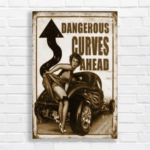 Vintage dangerous curves ahead - vintage,