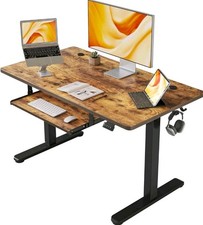 Ergonomic 100 x 60 cm Adjustable Standing Desk with Keyboard Tray - Black Frame