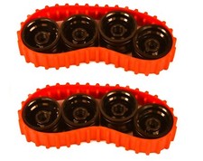 LEGO 2 x RED Rubber Caterpillar Treads +8 Wheels LARGE digger tank technic 21-12
