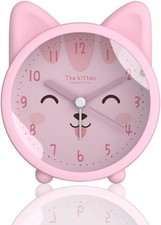 Roadtime Cute Animal Alarm Clock for Kids, Non-Ticking Rabbit/Cat/Deer Clock, D