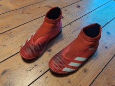 Adidas Predator Football Boots Size 2 Red Pull On AstroTurf Laceless