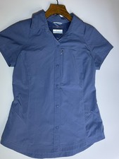 Columbia Women's Silver Ridge Short Sleeved Shirt Size Small Blue UPF40 Hiking