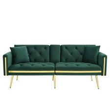 Sofa Bed 2 Seater Click Clack Sofa Settee Recliner Couch with Metal Legs, Green
