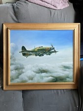 Original Vintage,  George Henry Oil On Canvas ‘Spitfire In Flight’
