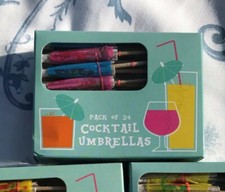 Cocktail Umbrellas. Box Of 24, Multicoloured.