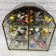 Franklin Mint "Butterflies of the World" 13 Butterflies & Glass Display Case PC