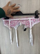 Pink And White Suspender Belt