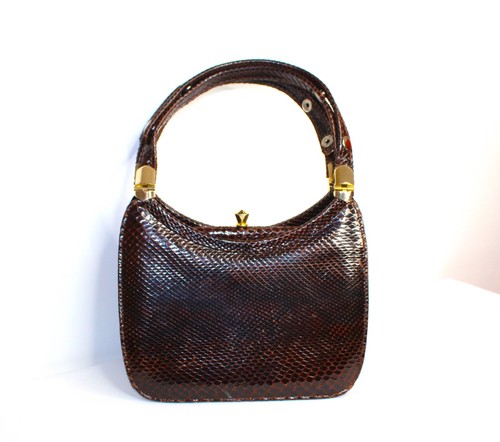 Leather snakeskin bag vintage - leather,