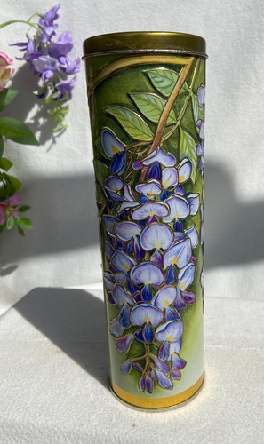 Tall embossed biscuit tin - embossed,