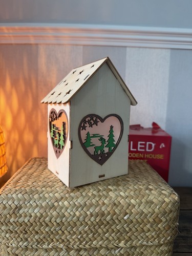 Led wooden house light - wooden,