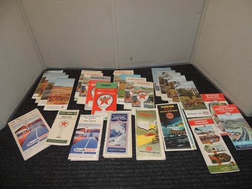 Lot vintage road maps - lot, of